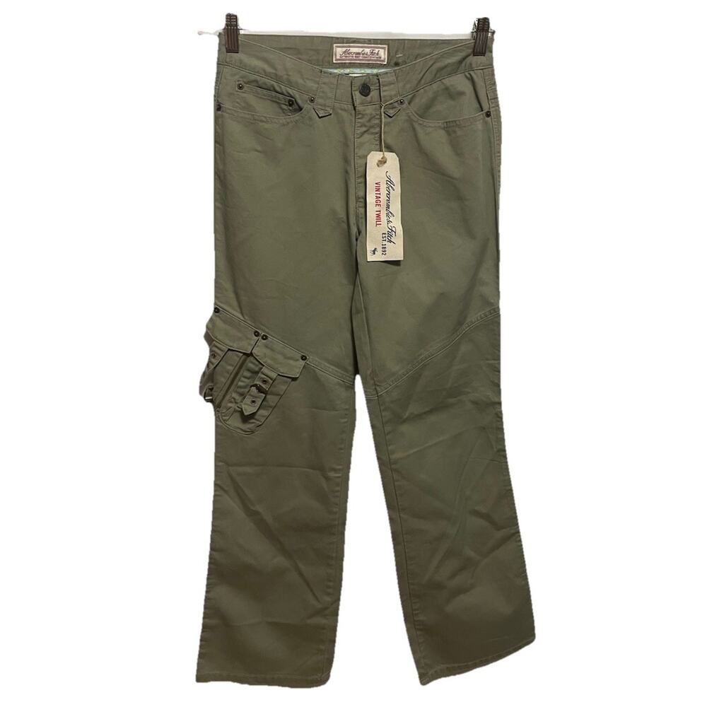 Abercrombie & Fitch Womens Vintage Twill Green Stretch Cargo Pants Size 29